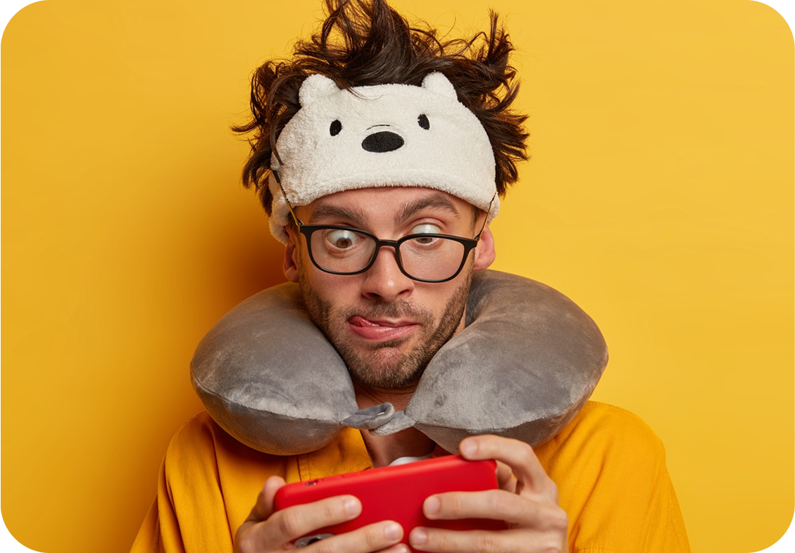 Gamer with phone